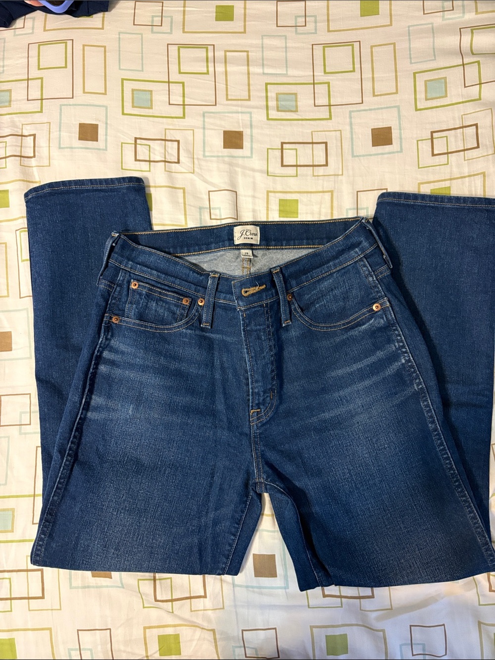 J. Crew Straight-Leg Denim Jeans in Dark Blue